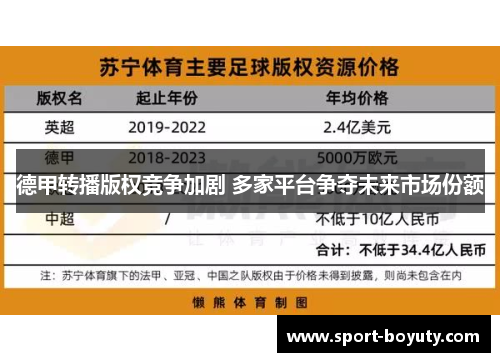 德甲转播版权竞争加剧 多家平台争夺未来市场份额